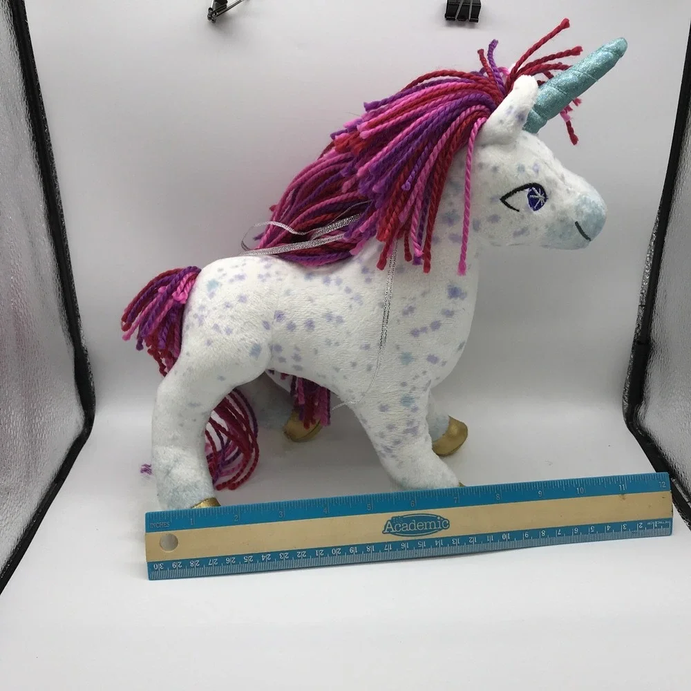 Douglas Toy  UNI the Unicorn Rainbow Yarn Hair Gold Hoofs Embroidered Eyes